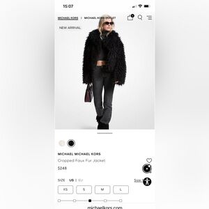 Michael Kors Cropped Faux Fur Jacket, Size XS. Retail $248. NWT!